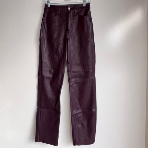 EXPRESS Modern Straight Super High Rise Faux Leather Pants Size 4 - Picture 3 of 14
